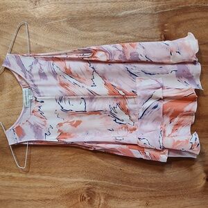 Katherine Kelly Layla Silk Ruffle Blouse Sunglow Blush Peach Sleeveless Size Med